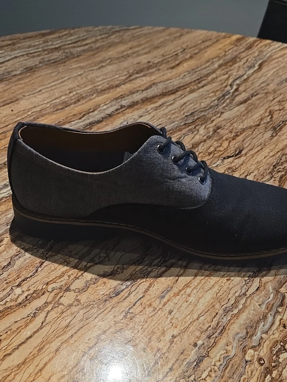 Aldo Black Canvas and Dark Gray Derby Shoes Mens Size 11.